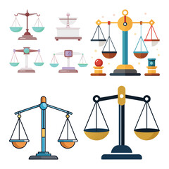 Set of Scales Icons – Flat Vector Collection of Balance and Weighing Scales
