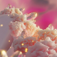 A Fluffy Cave Made of Peach Crystals