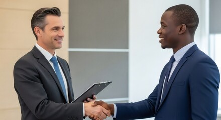 Fototapeta premium Successful partnership between multinational entrepreneurs achieving goals together