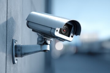 Security camera on a bare wall phone position Monitoring and tracking setup