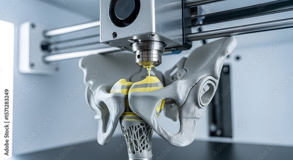 Aufkleber advanced robotic skull under precision 3d printing in a high-tech laboratory setting, showcasing int