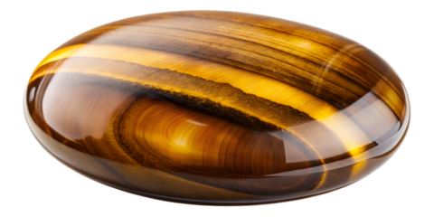 Polished Tiger Eye Gemstone on transparent background