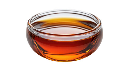 Honey bowl  isolated  and whiskey in transparent glasses bowl.