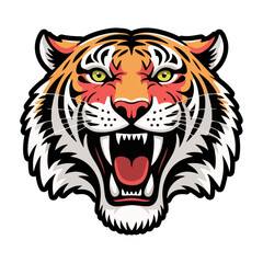 Powerful vector illustration of an angry tiger head, a wildlife predator mascot perfect for a tattoo or animal art.