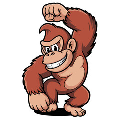 a monkey animal dancing isolated on a white background.
