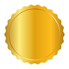 Realistic Gold Badge Seal with Glossy Effect. Isolated mockup on transparent background. Premium golden sale sticker with uneven edge, best seller emblem. Star shape. EPS10 Vector	
