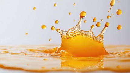 Golden milk splash on white, an abstract liquid motion