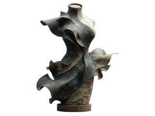 Abstract sculpture of a dress form isolated on transparent background