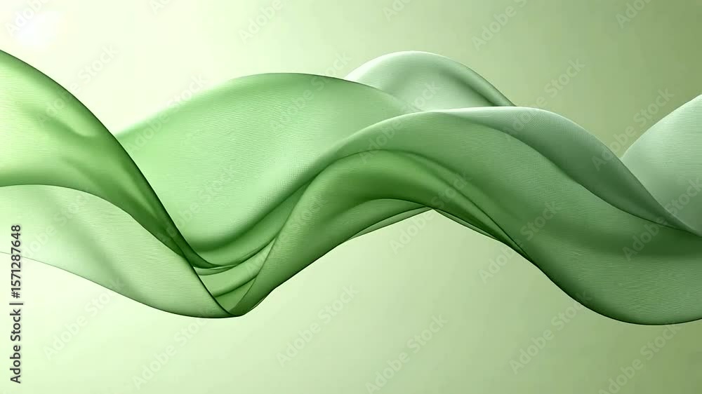 Wall mural elegant green fabric wave animation: a seamless loop for backgrounds and visual effects