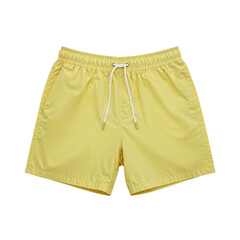 Lemon-Colored Swim Trunks for Summer Fun and Vacation Getaways, isolated on transparent backdrop