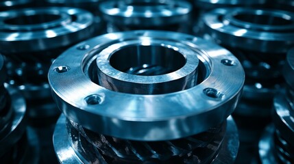 Close-up view of intricate metal components highlights precision craftsmanship in an engineering workshop