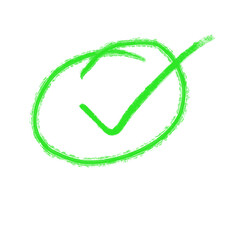 Green Brushstroke Check Mark Icon, Hand-Drawn Tick Symbol in a Circle, Transparent Background Verification Mark