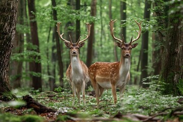 Springtime bucks in the forest