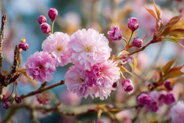 springtime pink flowers of prunus Accolade
