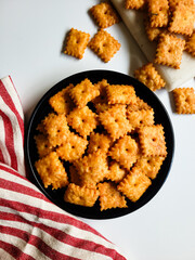 Cheese crackers on a plate