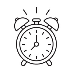 Obraz premium Vector linear black and white illustration of an alarm clock icon