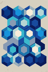 Geometric Hexagon Pattern In Shades Of Blue abstract