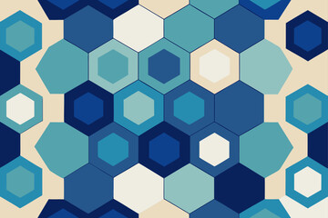 Geometric Hexagonal Pattern In Blues And Cream abstract