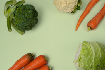 Fresh Organic Vegetables Assorted with Cabbage, Carrots, Cauliflower, and Broccoli