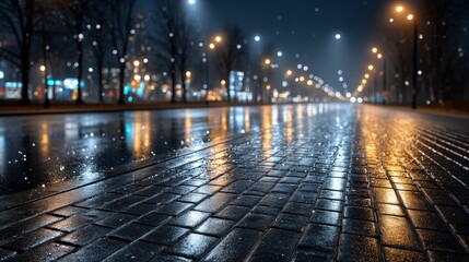 Glowing reflections on urban streets at night cityscape photography rainy environment neon lights