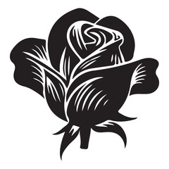 Black and white Rose Silhouettes abstract flower tattoo with tribal and artistic design elements