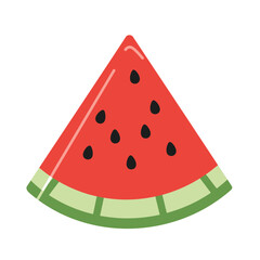 Fresh Watermelon Slice, Red Summer Fruit Vector Illustration
