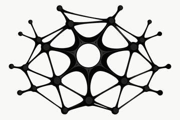 Black organic network with nodes abstract interconnected