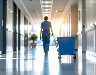 Janitor cleaning service hospital floor maintenance