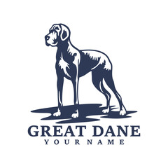 Great Dane Dog logo design vector. Silhouette Great Dane Dog Template Illustration. Icon Symbol