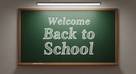 Welcome Back to School Message on Green Chalkboard | Educational Greetings for Students, Teachers, Parents, and School Events