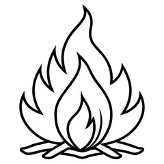 Campfire flame line art vector illustration 