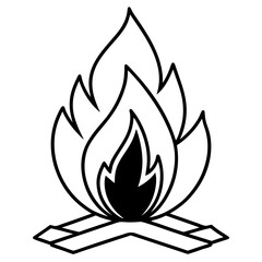 Campfire flame line art vector illustration 