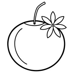 Coconut with flower line art vector illustration 