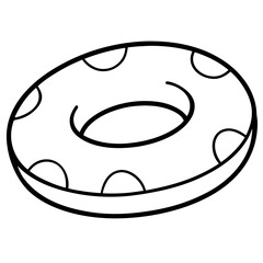 Floating inflatable ring line art vector illustration 
