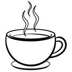 Hot tea line art vector illustration 