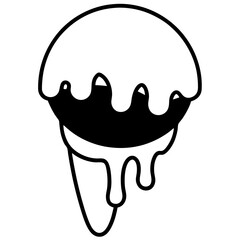 Ice cream dripping line art vector illustration 