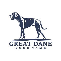 Great Dane Dog logo design vector. Silhouette Great Dane Dog Template Illustration. Icon Symbol