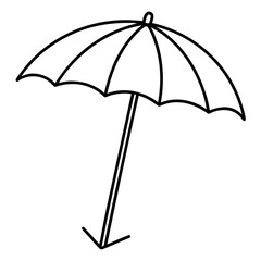 Simple beach umbrella line art vector illustration 