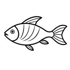 Single fish swimming line art vector illustration 