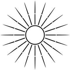 Obraz premium Sun rays shining bright line art vector illustration 