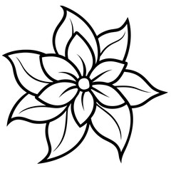 Tropical flower bloom line art vector illustration 