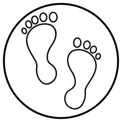 Barefoot footprints line art vector illustration 