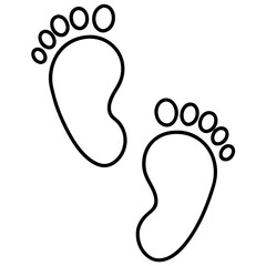 Barefoot footprints line art vector illustration 