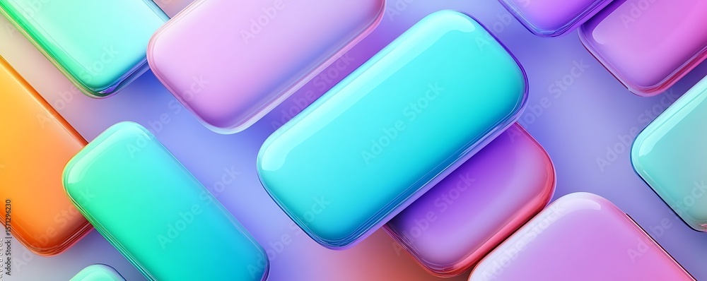 Poster 3d colorful geometric abstract background overlaps layers on a bright space with rounded squares dec