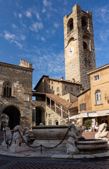 Piazza Vecchia in Bergamo Alta during daytime