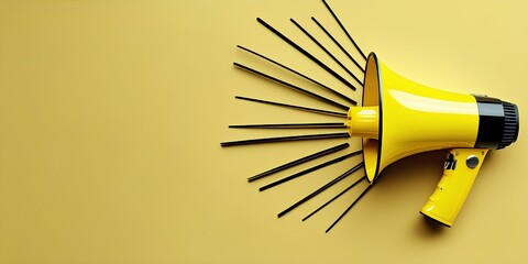a bright yellow megaphone on a yellow background