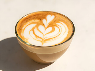 Latte Art Coffee Cup isolated on a transparent background