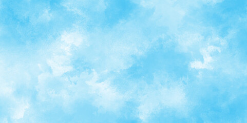  Abstract watercolor sky background. White and Blue gradient color sky with natural clouds. Hand drawn paper texture. Aquarelle painted brushstrokes painting backdrop.