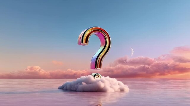 Question mark on a cloud in water