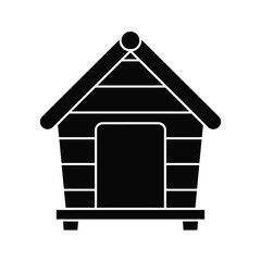 Simple black silhouette of a dog house with a peaked roof and entrance